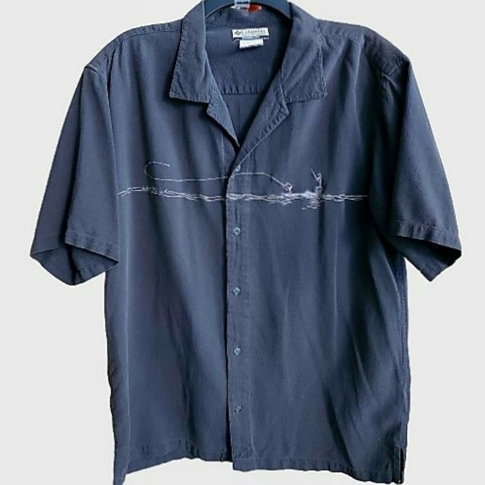 Men's Silk Charcoal Short Sleeve Shirt L